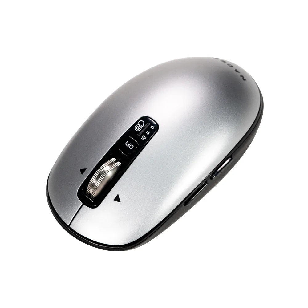 Mouse Naceb - Frecuencia Bluetooth/Radio - USB - 6 Botón(es) - Plata - Inalámbrico - 2.40GHz - 3200