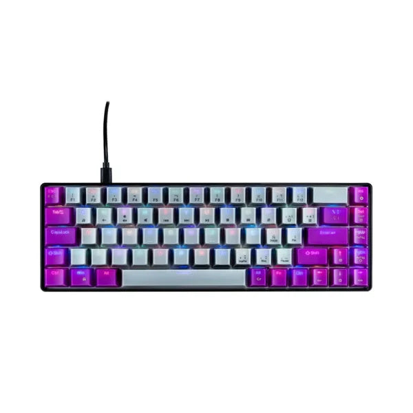 Naceb NA-0963 Teclado gaming - Cable Conectividad - USB 2.0 Tipo C Interfaz - RGB LED - Gris - 69