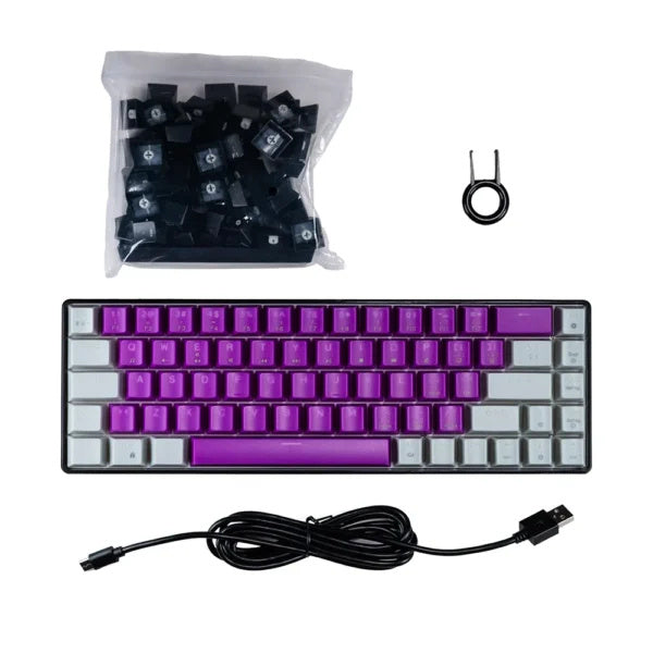 Naceb NA-0963 Teclado gaming - Cable Conectividad - USB 2.0 Tipo C Interfaz - RGB LED - Violeta -
