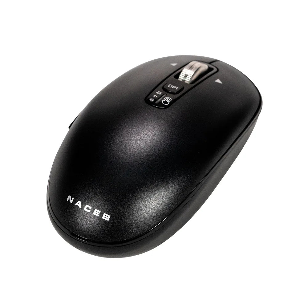 Mouse Naceb - Frecuencia Bluetooth/Radio - USB - 6 Botón(es) - Negro - Inalámbrico - 2.40GHz - 3200
