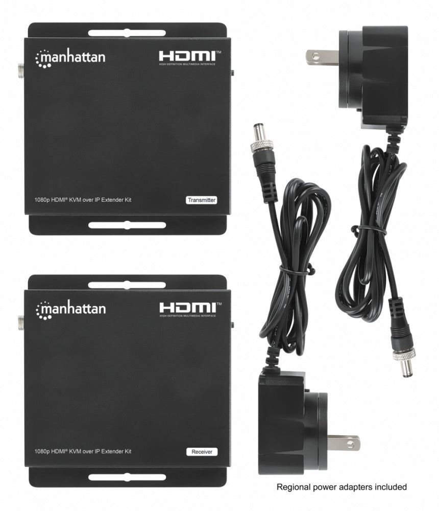 Manhattan Transmisor y Receptor Alámbrico por Cable Cat6, Entrada 1 x RJ-45 1 x HDMI, Salida 1 x RJ-45 1 x HDMI, hasta 120 Metros