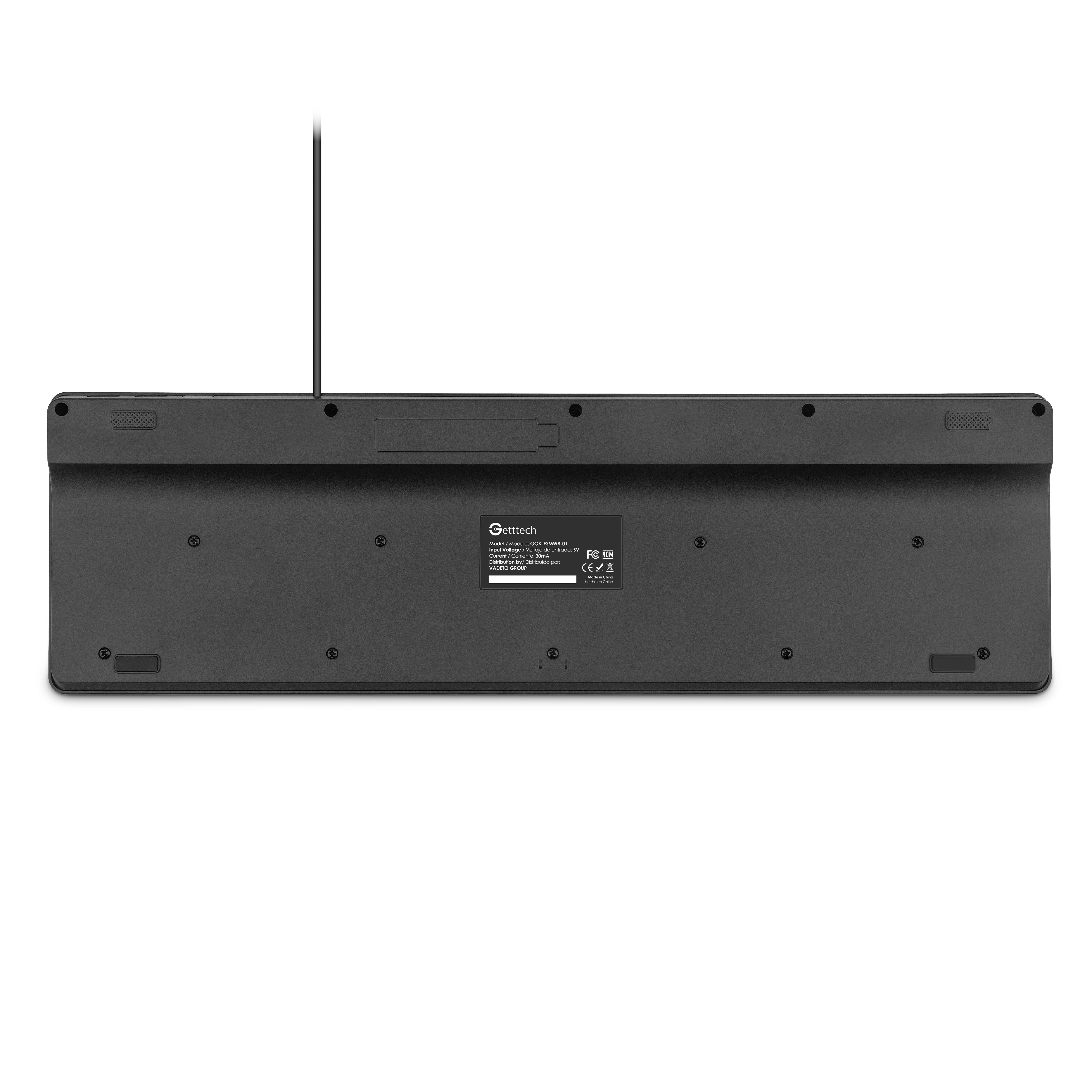 Teclado Slim Getttech Alambrico Con 2 Puertos Usb Port Teclado Negro Idioma Español Latinoamérica