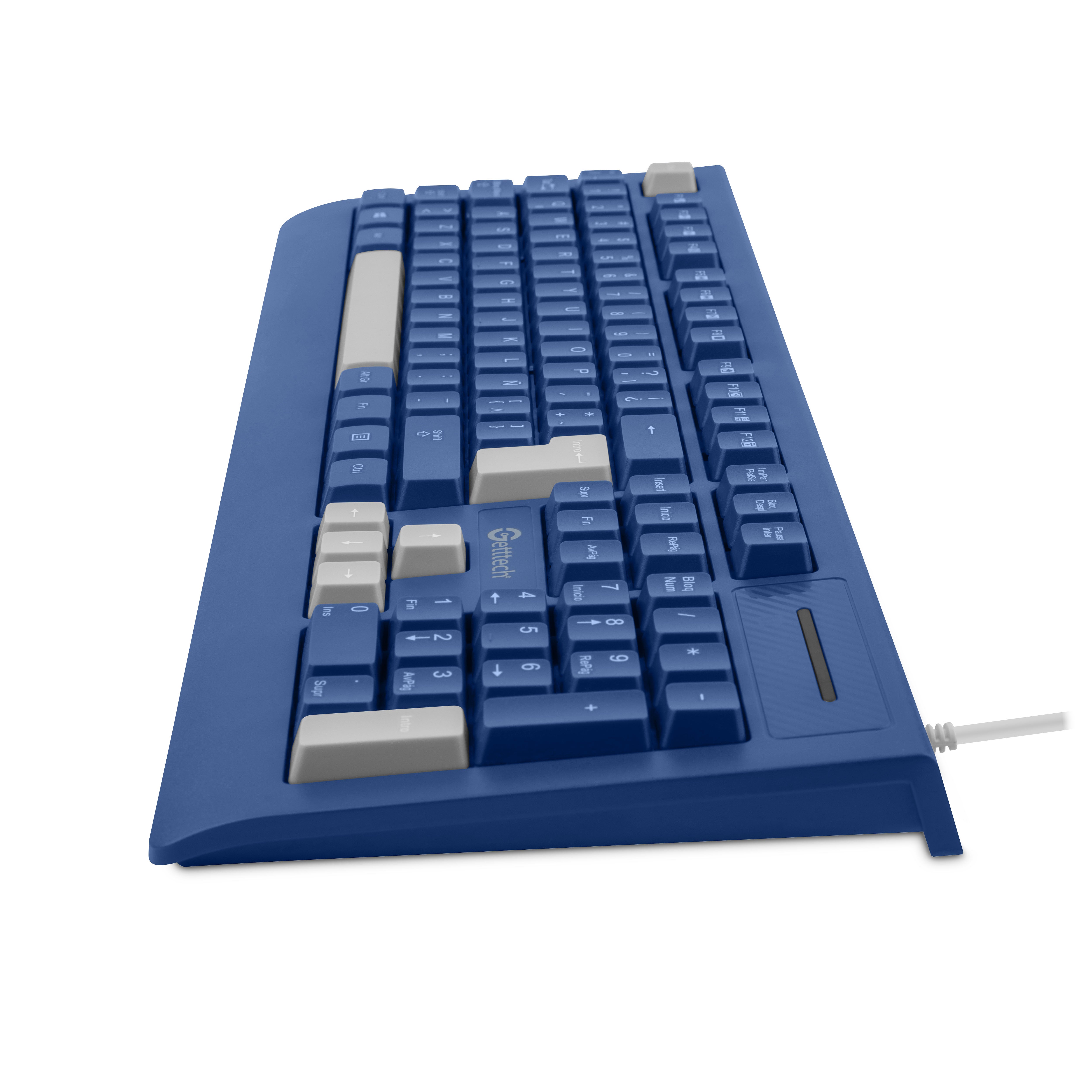 Teclado Slim Getttch 8m Pulsaciones Usb Con Reposamanos Azu