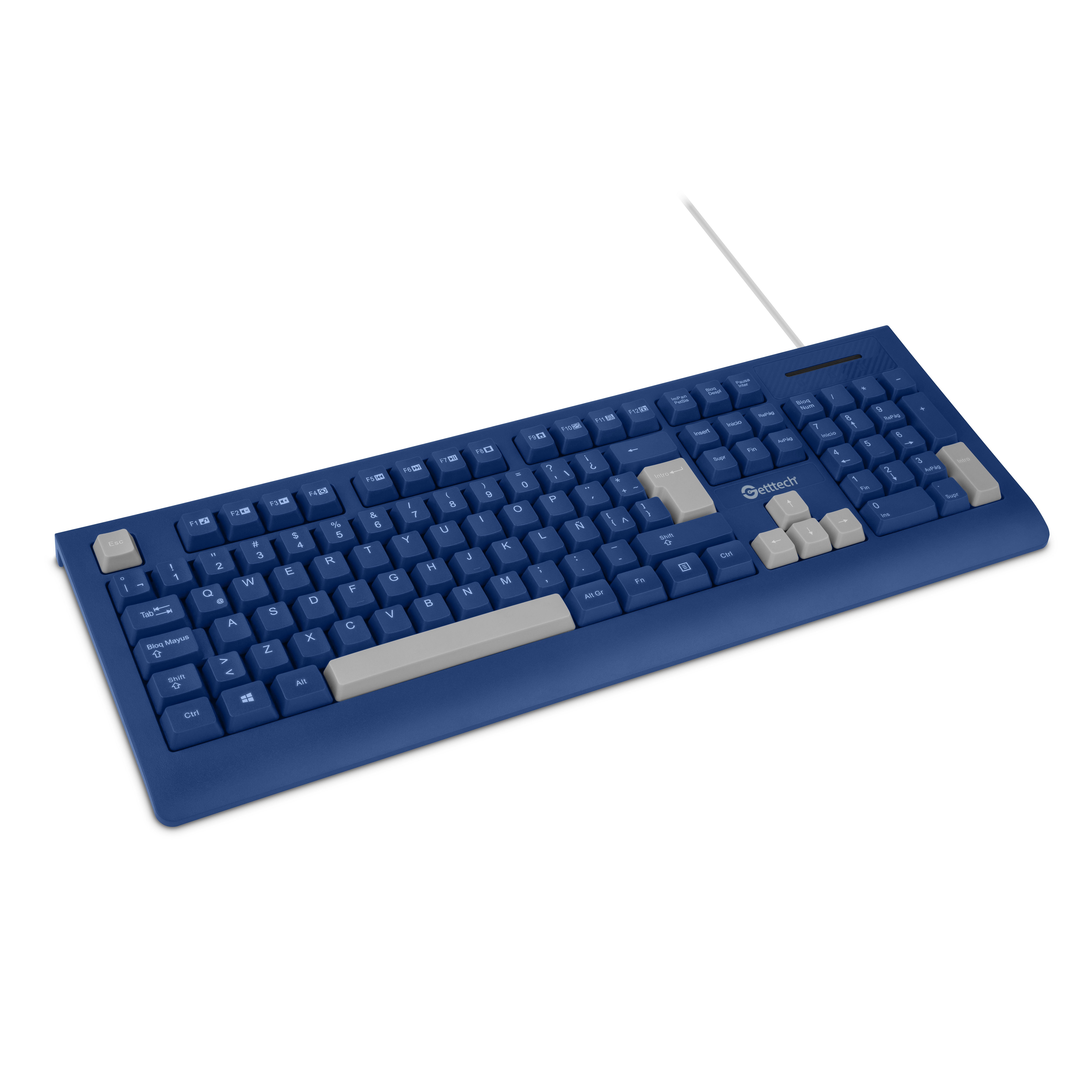 Teclado Slim Getttch 8m Pulsaciones Usb Con Reposamanos Azu