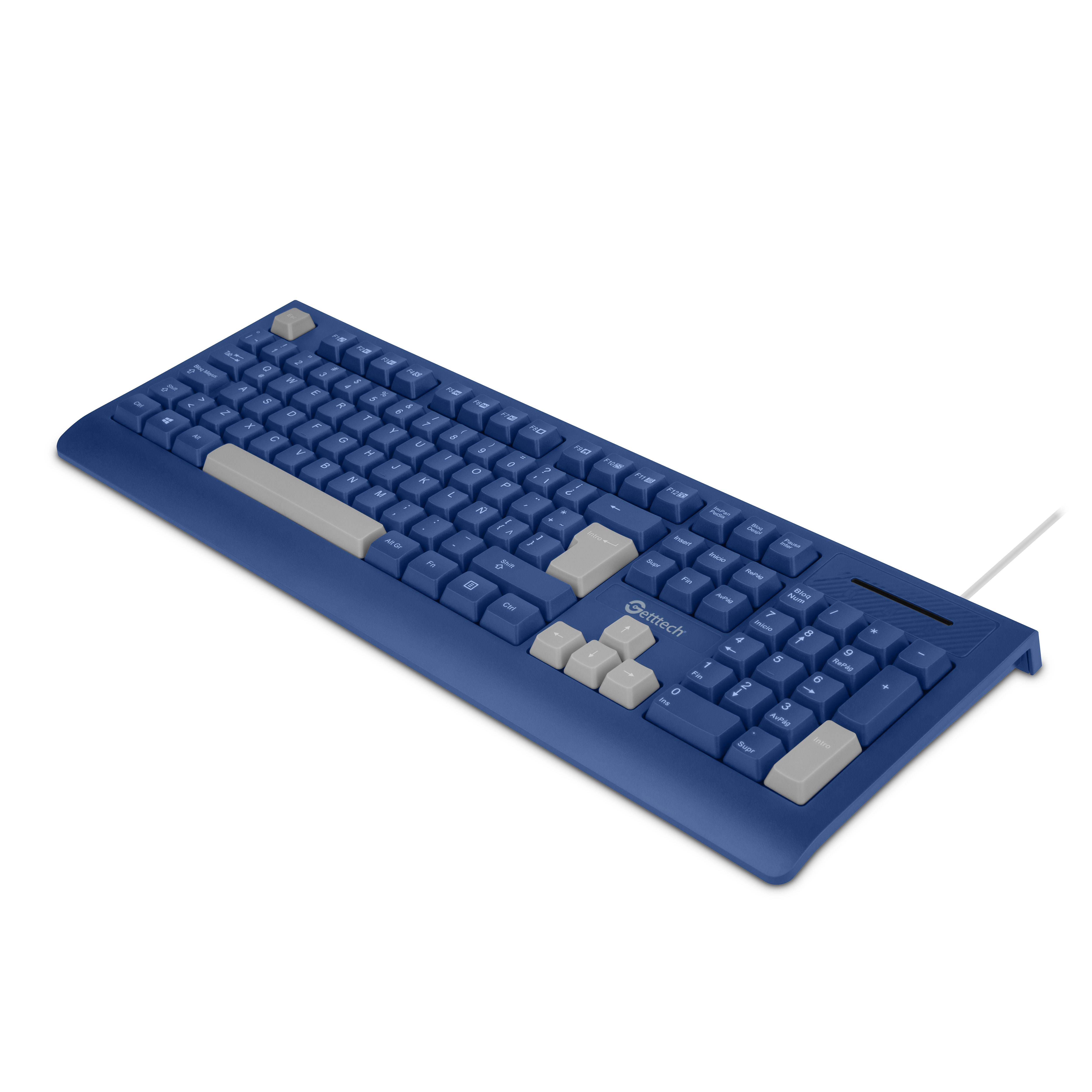 Teclado Slim Getttch 8m Pulsaciones Usb Con Reposamanos Azu