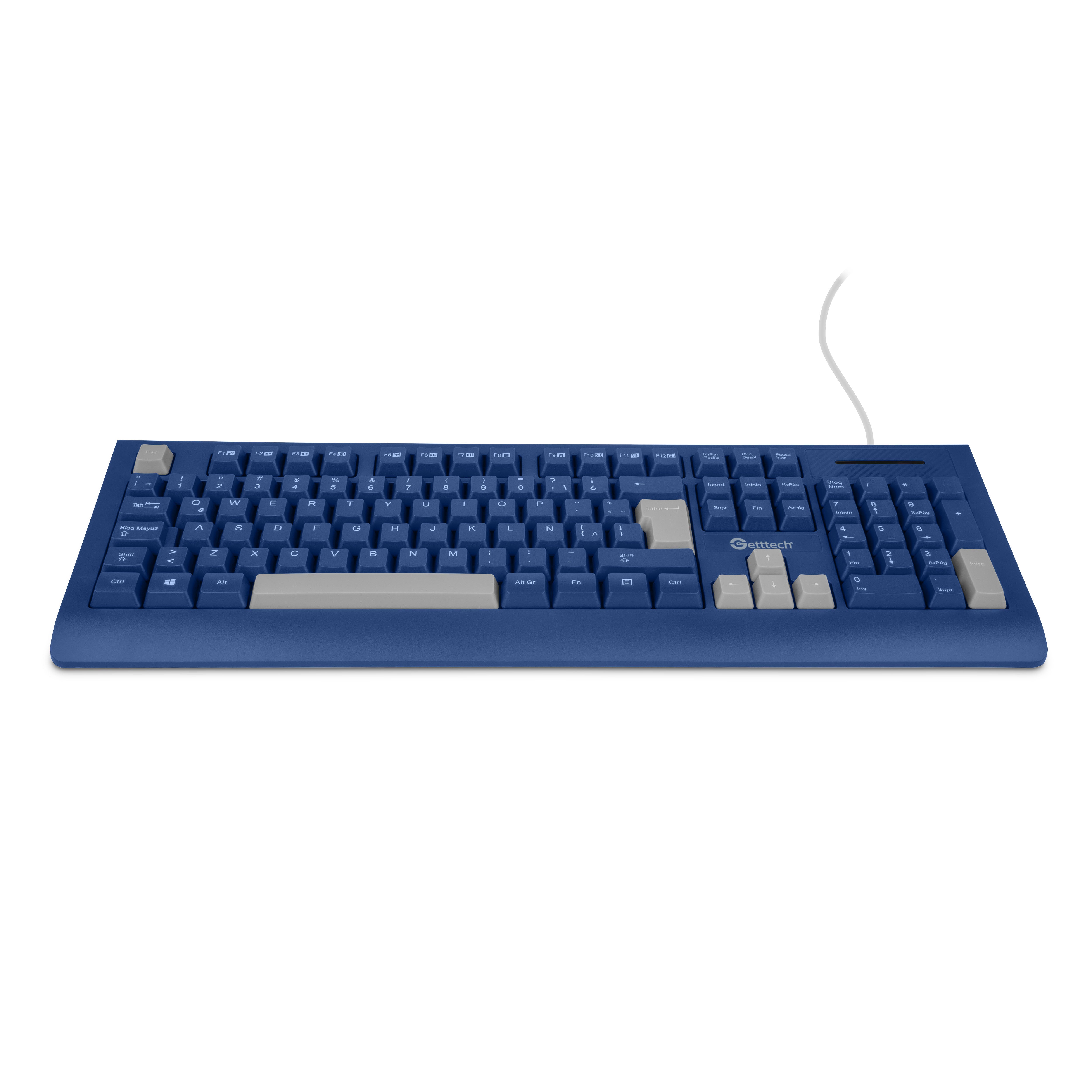 Teclado Slim Getttch 8m Pulsaciones Usb Con Reposamanos Azu