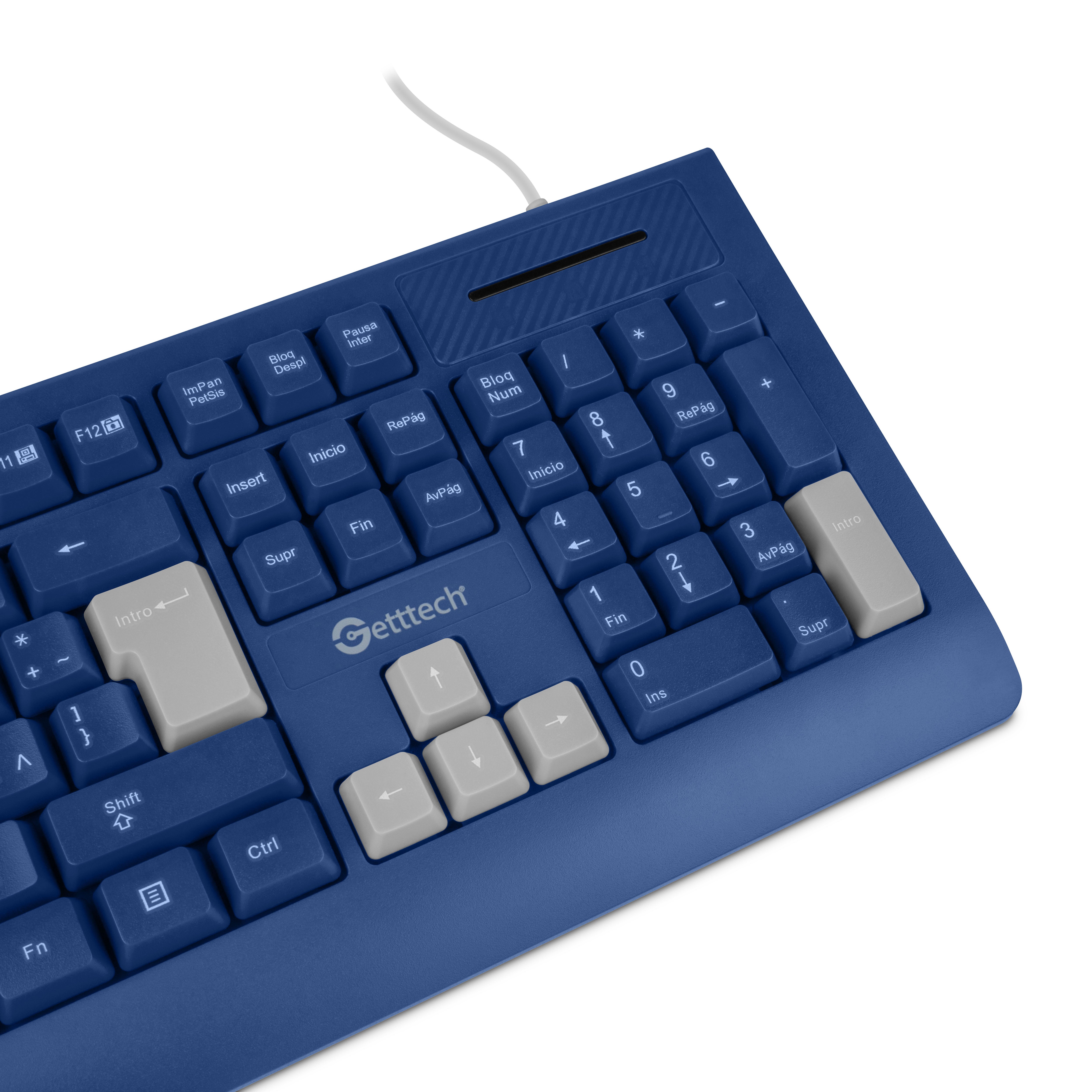 Teclado Slim Getttch 8m Pulsaciones Usb Con Reposamanos Azu