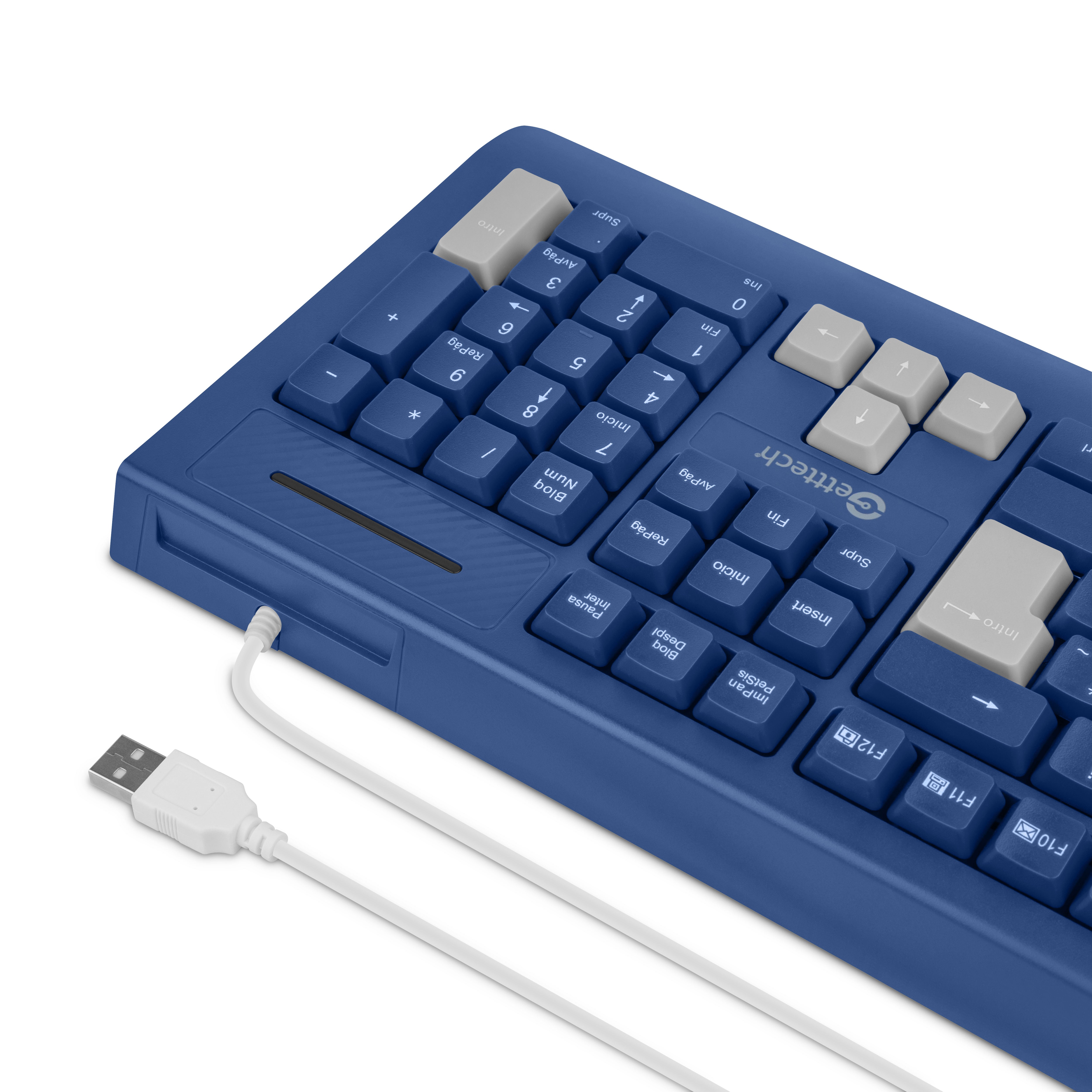 Teclado Slim Getttch 8m Pulsaciones Usb Con Reposamanos Azu