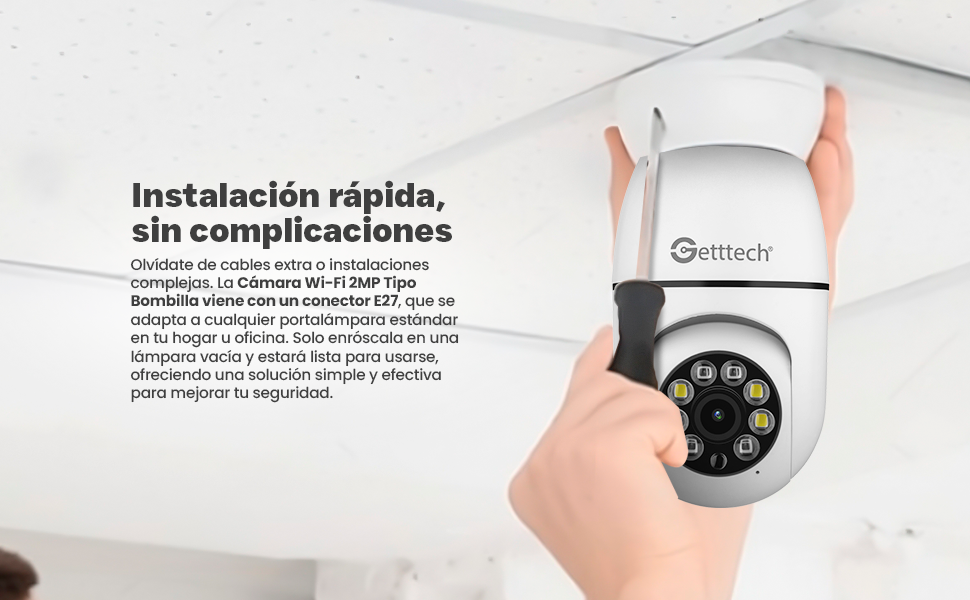 Getttech Cámara de Seguridad IP Smart WiFi Domo para Interiores GEC-WBUB2, Inalámbrico, 1920x1080 Full HD, Día/Noche