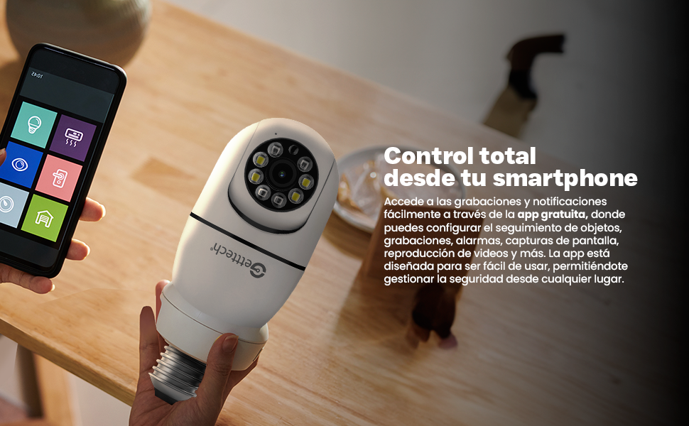 Getttech Cámara de Seguridad IP Smart WiFi Domo para Interiores GEC-WBUB2, Inalámbrico, 1920x1080 Full HD, Día/Noche