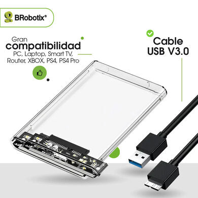 BROBOTIX GABINETE CARCASA EXTERNA PARA HDD O SSD SATA I/II/III DE 2.5