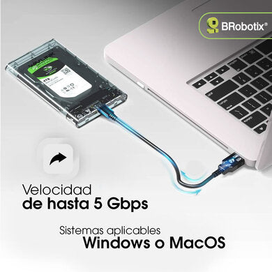 BROBOTIX GABINETE CARCASA EXTERNA PARA HDD O SSD SATA I/II/III DE 2.5
