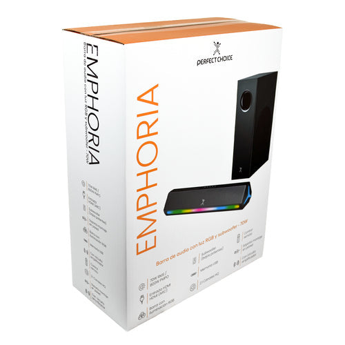 Perfect Choice Emphoria 2.1 Bluetooth Barra de Sonido - 70W RMS - Negro - De Escritorio - 45Hz a