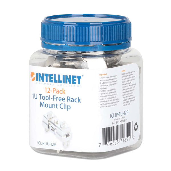 Clip de montaje en rack 1U sin herramientas, paquete de 12, Solución innovadora para instalar