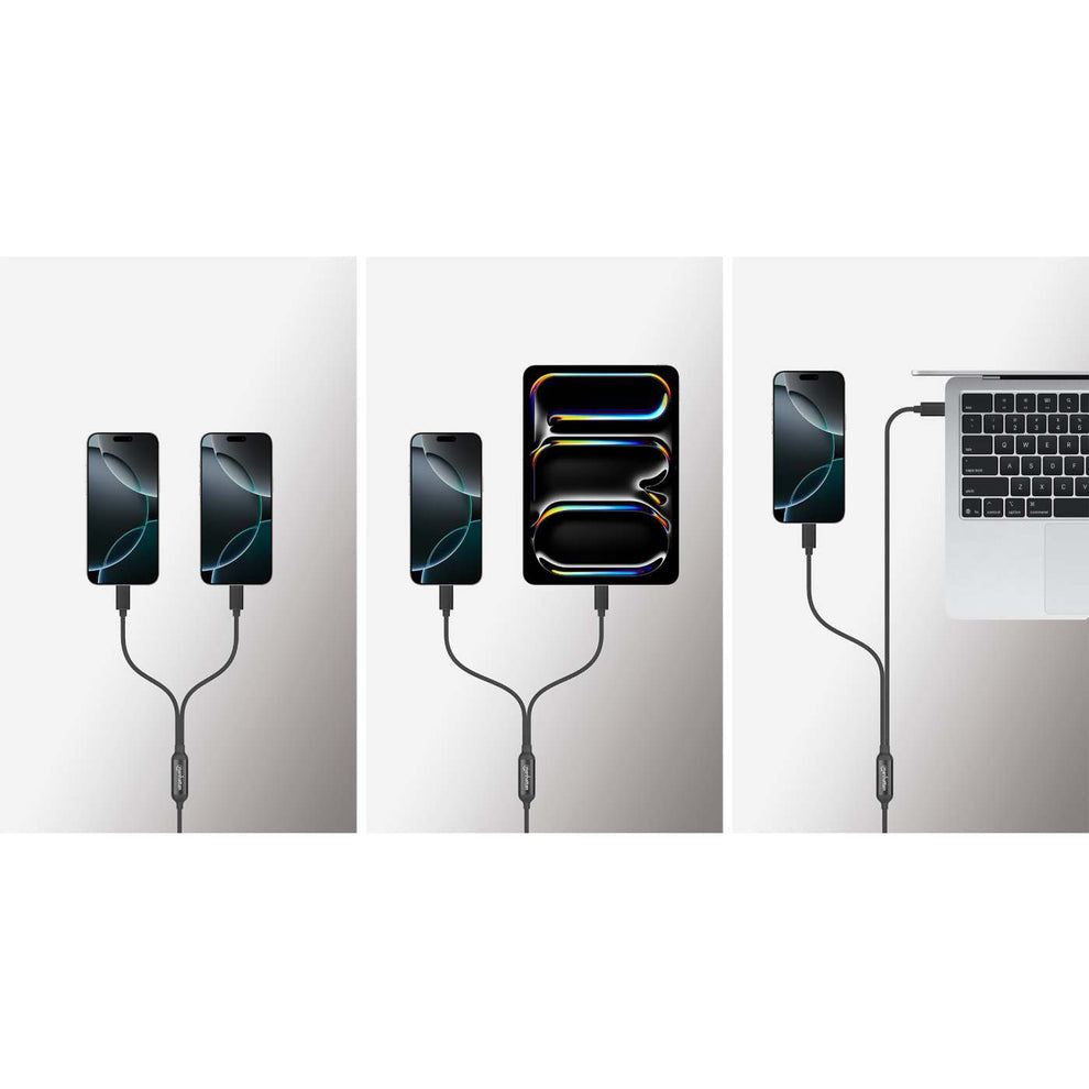 Cable de carga USB-C doble 100 W, 2 m (7 ft), USB-C macho a dos USB-C macho, cable divisor de