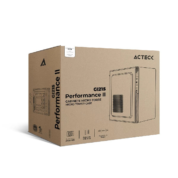 Gabinete Acteck Performance II GI215, Micro-Tower, Micro-ATX/Mini-ITX, USB 2.0, con Fuente de 500W, sin Ventiladores Instalados, Negro