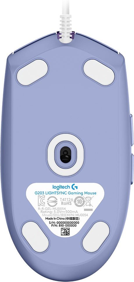 Mouse Gamer Logitech Óptico G203 LightSync, Alámbrico, USB, 8000DPI, Lila