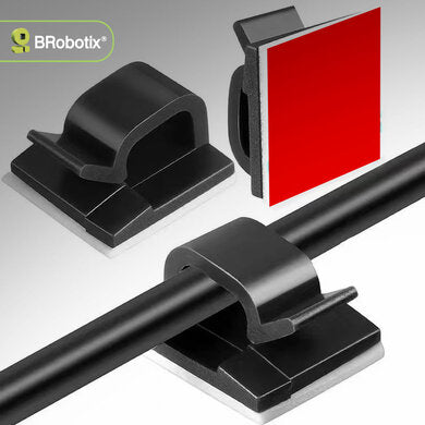BROBOTIX ORGANIZADOR ADHESIVO P ARA CABLES 24 PIEZAS COLOR NEGRO.