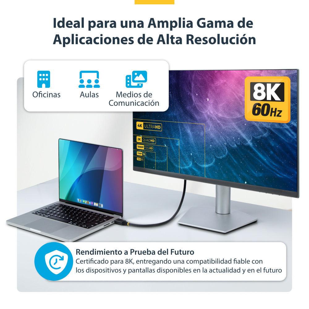 CABLE HDMI 2.1 8K60 50CM ULTRA ALTA VELOCIDAD CERTIFICADO