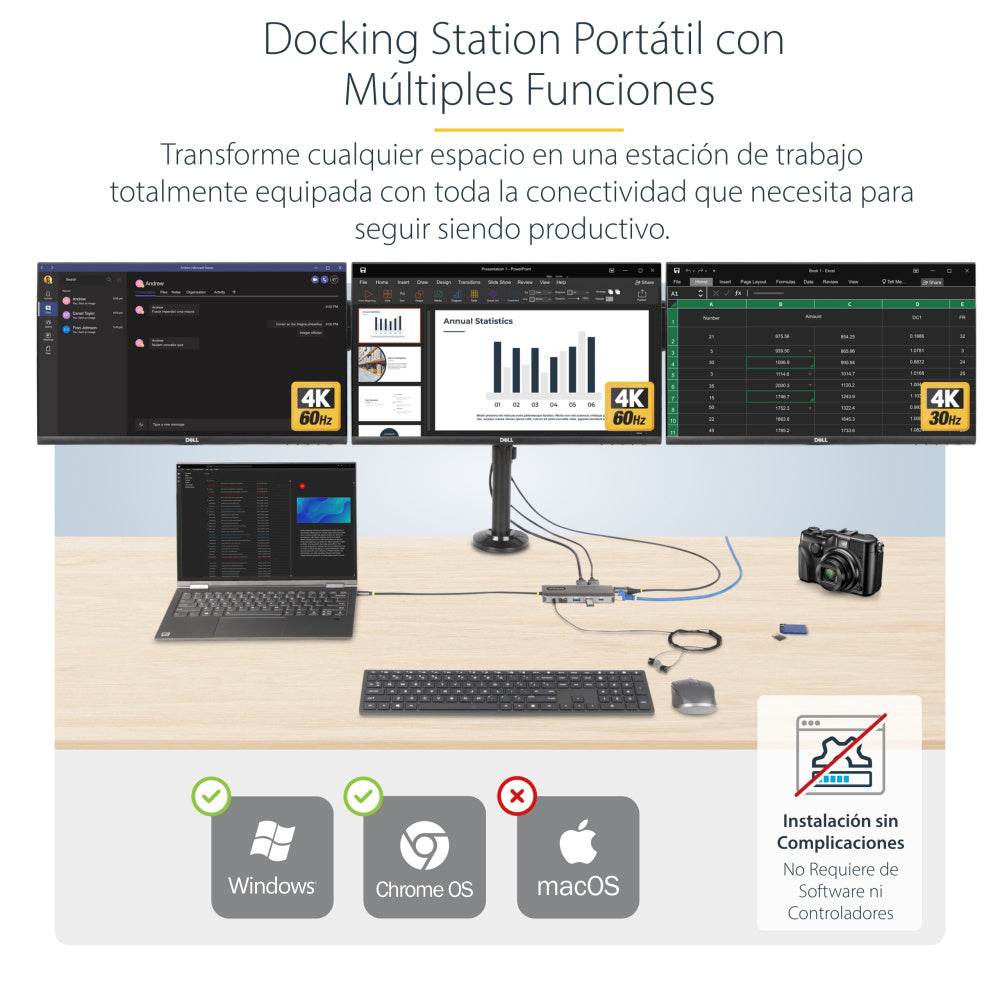 ADAPTADOR MULTIPUERTO USB-C DE 3 MONITORES HDMI/DP