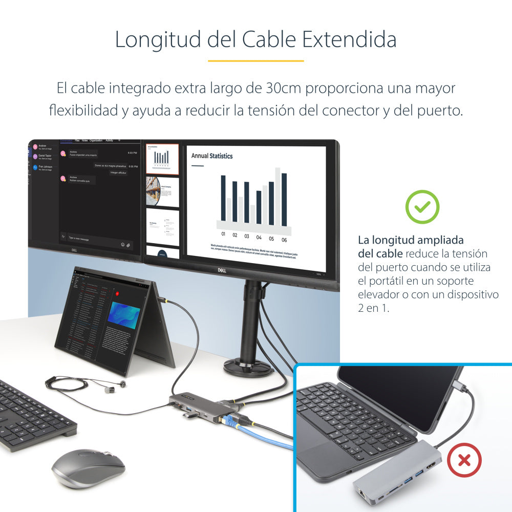 ADAPTADOR MULTIPUERTO USB-C DE 3 MONITORES HDMI/DP