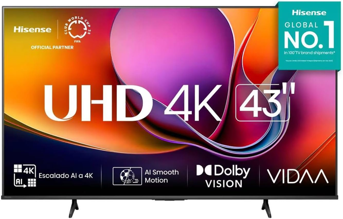HISENSE 43 INCH LED 4K SMART TV + VICA T-1 REGULATOR