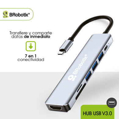 BROBOTIX DOCKING 7 EN 1 CONECT OR USB-C UN PUERTO USB TIPO C TRE