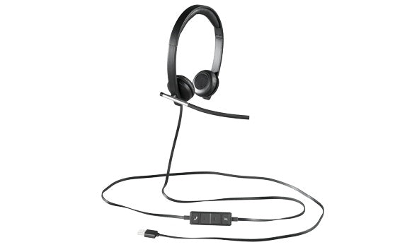 Logitech H650e Stereo Audífonos con Micrófono, Alámbrico, USB, Negro