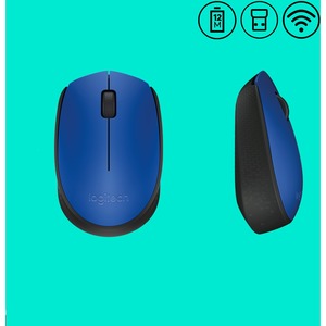 Mouse Ergonómico Logitech Óptico M170, Inalámbrico, USB, 1000DPI, Negro/Azul