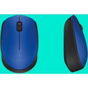 Mouse Ergonómico Logitech Óptico M170, Inalámbrico, USB, 1000DPI, Negro/Azul