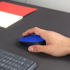 Mouse Ergonómico Logitech Óptico M170, Inalámbrico, USB, 1000DPI, Negro/Azul