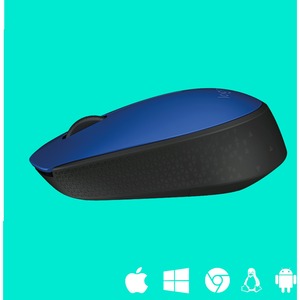 Mouse Ergonómico Logitech Óptico M170, Inalámbrico, USB, 1000DPI, Negro/Azul