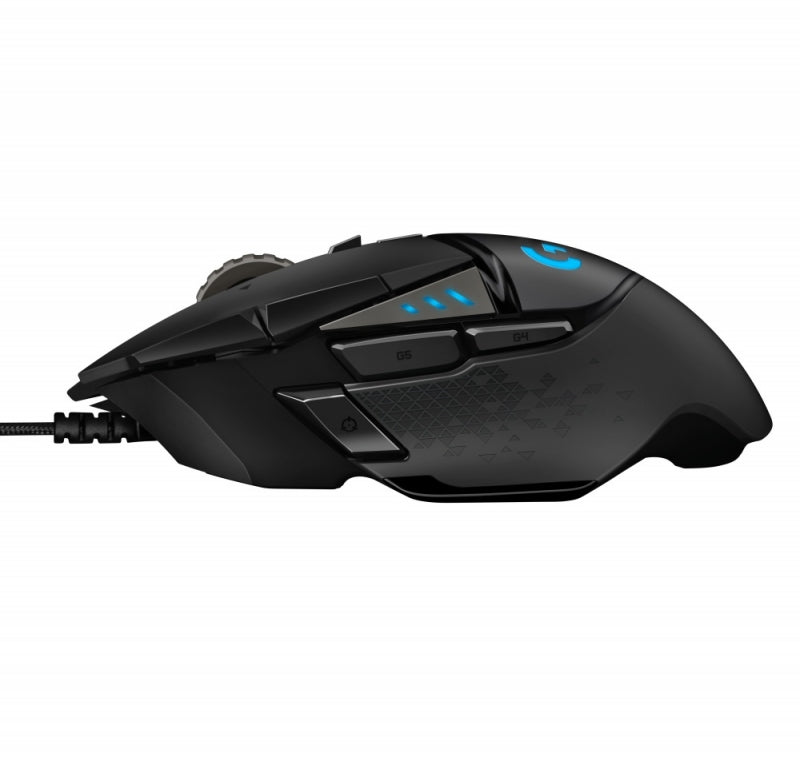 Mouse Gamer Ergonómico Logitech G502 Hero RGB, Alámbrico, Óptico, 16.000DPI, USB-A, Negro