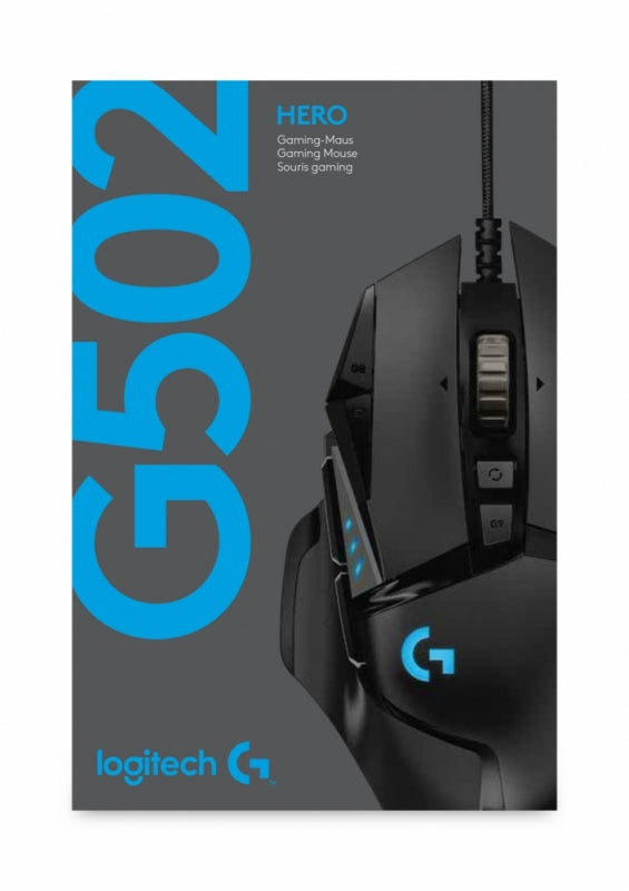 Mouse Gamer Ergonómico Logitech G502 Hero RGB, Alámbrico, Óptico, 16.000DPI, USB-A, Negro