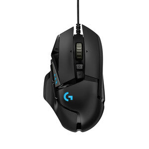 Mouse Gamer Ergonómico Logitech G502 Hero RGB, Alámbrico, Óptico, 16.000DPI, USB-A, Negro