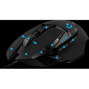 Mouse Gamer Ergonómico Logitech G502 Hero RGB, Alámbrico, Óptico, 16.000DPI, USB-A, Negro