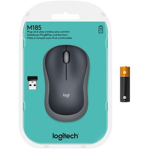 Mouse Logitech Óptico M185, Inalámbrico, USB, 1000DPI, Negro