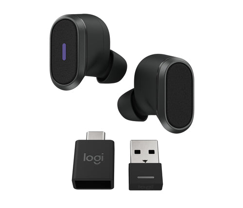 Logitech Audífonos Intrauriculares con Micrófono Zone True Wireless, Inalámbrico, Bluetooth, Grafito ? Incluye Adaptador USB-C y USB-A