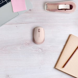 Mouse Ergonómico Logitech M170, Inalámbrico, Óptico, 1.000DPI, RF Inalámbrico, Rosa
