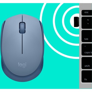 Mouse Ergonómico Logitech M170, Inalámbrico, Óptico, 1.000DPI, RF Inalámbrico, Azul