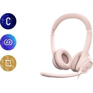 Logitech Audífonos con Micrófono H390, Alámbrico, 1.9 Metros, USB, Rosa