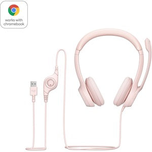 Logitech Audífonos con Micrófono H390, Alámbrico, 1.9 Metros, USB, Rosa