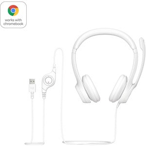 Logitech Audífonos con Micrófono H390, Alámbrico, 1.9 Metros, USB, Blanco
