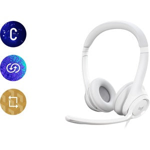 Logitech Audífonos con Micrófono H390, Alámbrico, 1.9 Metros, USB, Blanco