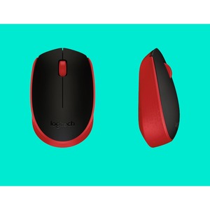 Mouse Ergonómico Logitech Óptico M170, Inalámbrico, USB, 1000DPI, Negro/Rojo