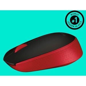 Mouse Ergonómico Logitech Óptico M170, Inalámbrico, USB, 1000DPI, Negro/Rojo