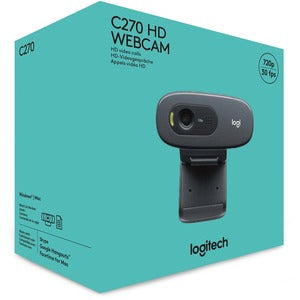 Cámara Web Logitech C270 - Negro - USB 2.0 Solamente - 3Megapíxel Interpolado - 1280 x 720 Vídeo -