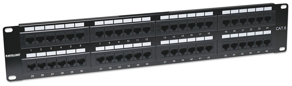 Intellinet Panel de Parcheo Cat6, 48 Puertos RJ-45, 2U, Negro