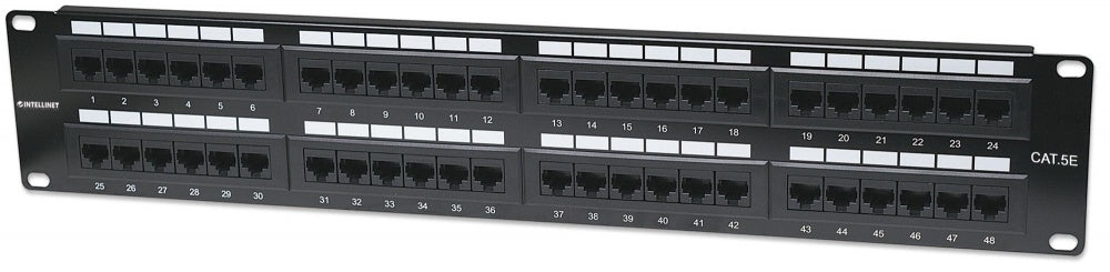 Intellinet Panel de Parcheo Cat5e, 48 Puertos RJ-45, 2U, Negro