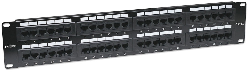 Intellinet Panel de Parcheo Cat5e, 48 Puertos RJ-45, 2U, Negro